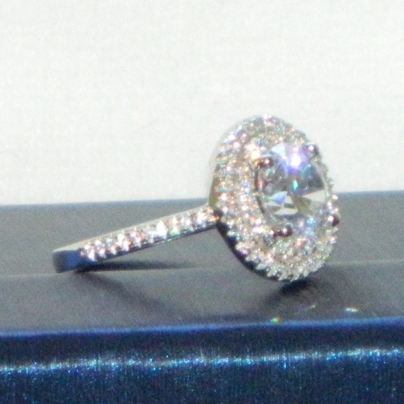 Diamonelle .925 Sterling Silver Plated Ring & Pendant with Chain Set Size 7 or 8 - Picture 7 of 12